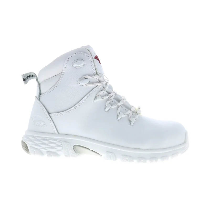 Avenger Flight Alloy Toe SD10 A7473 Womens White Wide Leather Work Boots