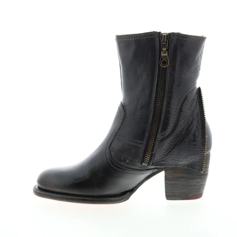 Bed Stu Iris F393015 Womens Black Leather Zipper Casual Dress Boots