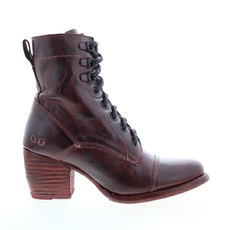 Bed Stu Judgement F385001 Womens Bargundy Leather Lace Up Casual Dress Boots