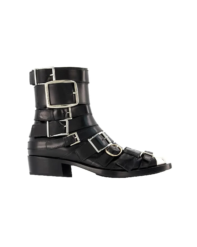 Boxcar Boots in Black/Silver Leather