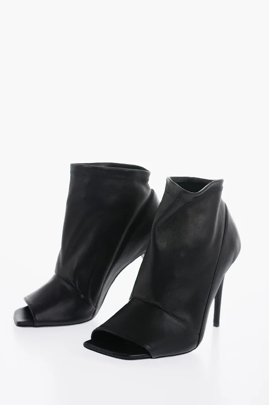 Bruno Frisoni Leather Beauty Ankle Boots With Open Toe 10,5Cm