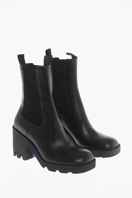 Burberry Leather Chelsea Booties With Rubber Sole 8Cm