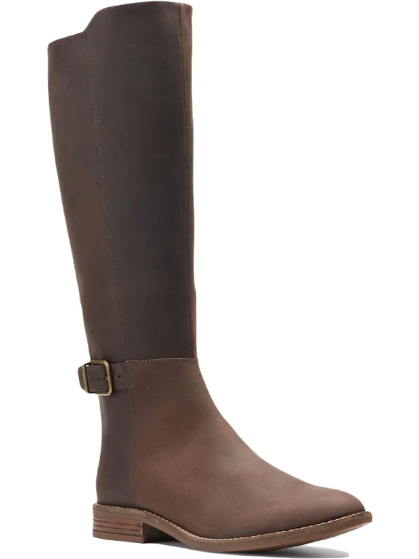 Camzin Branch Womens Leather Almond Toe Knee-High Boots