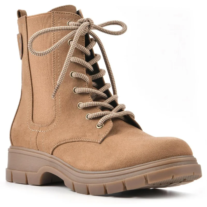 Chevy  Womens Leather Pull On Combat & Lace-up Boots