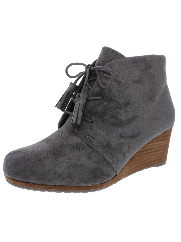 Dakota Womens Faux Suede Boho Wedge Boots