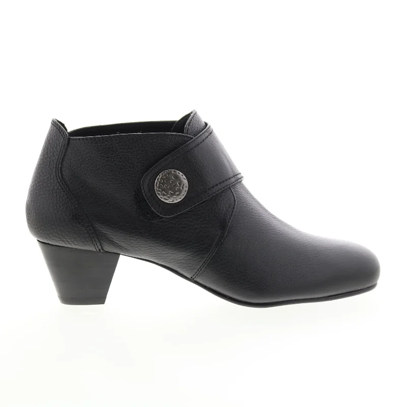 David Tate Status Womens Black Leather Slip On Ankle & Booties Boots