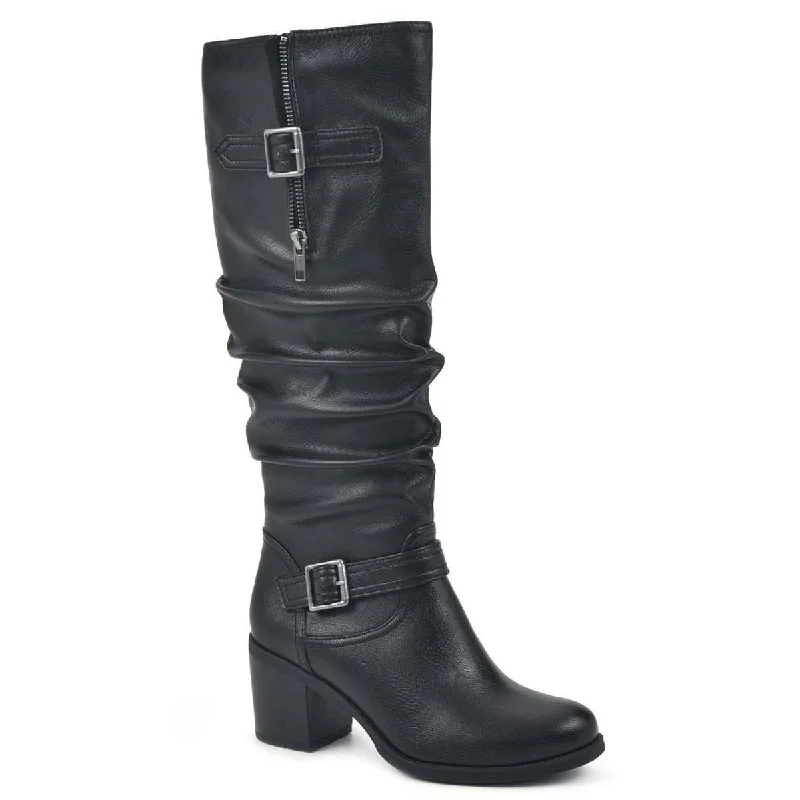 Desirable Womens Faux Leather Slouchy Knee-High Boots