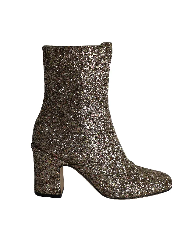 Dior D-Circus Glitter Ankle Boots in Gold Leather