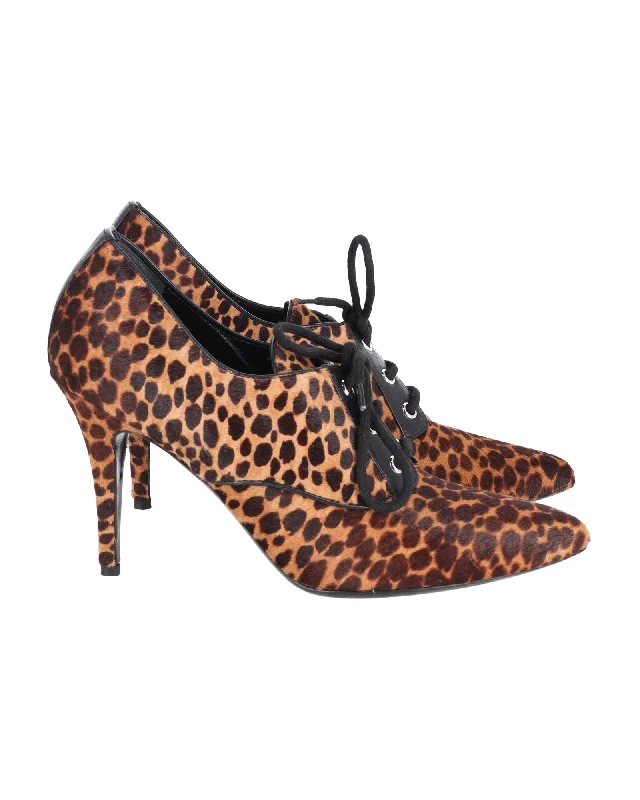 Dolce & Gabbana Lace-Up Ankle Boots in Animal Print Ponyhair