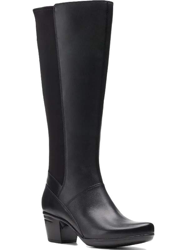 Emslie Emma Womens Leather Wide Shaft Knee-High Boots