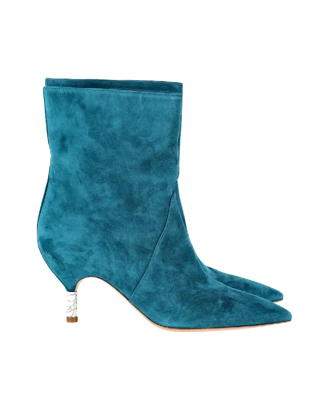 Gabriela Hearst Mariana Ankle Boots in Blue Suede