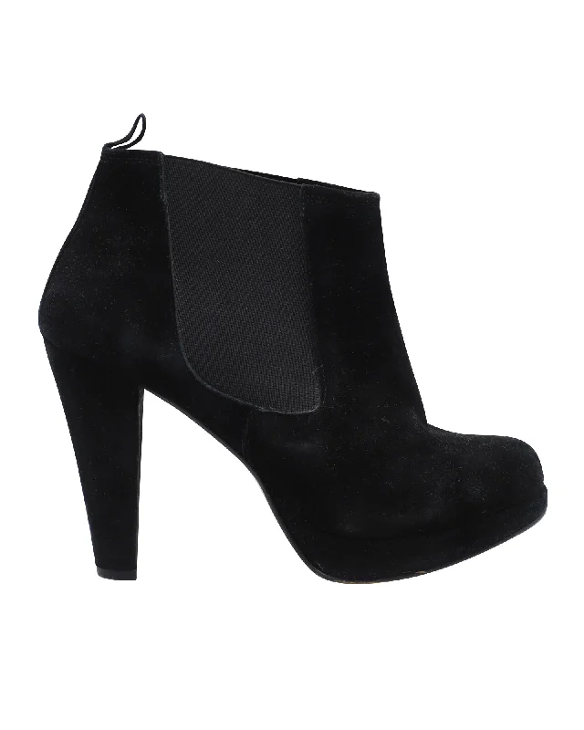 Ganni Fiona Chelsea Ankle Boots in Black Suede