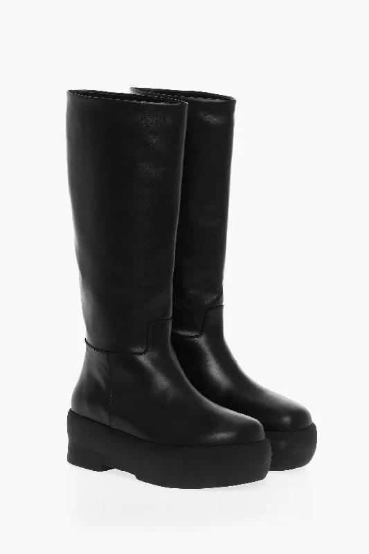 Giaborghini Leather Tubolar Knee-Lenght Boots With Platform Soles