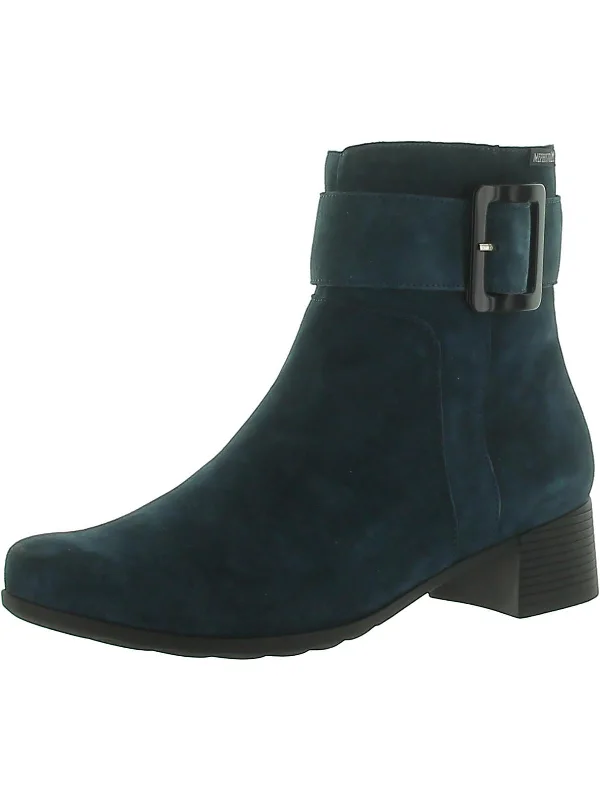 Gianina Womens Suede Buckle Ankle Boots