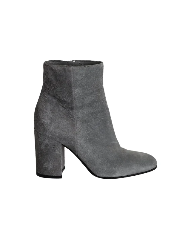 Gianvito Rossi Margaux Block-Heel Ankle Boots in Grey Suede