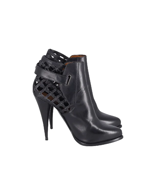 Givenchy Woven Ankle Boots in Black Leather