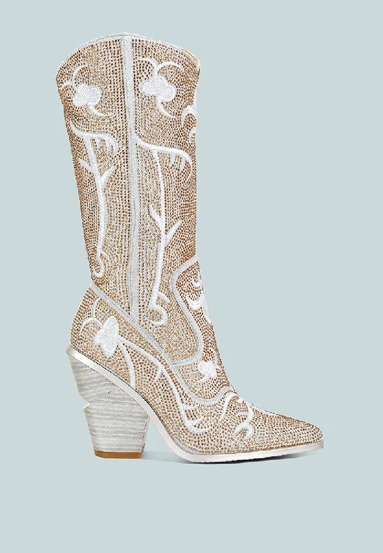 glimmer rhinestones embellished shimmer calf boots