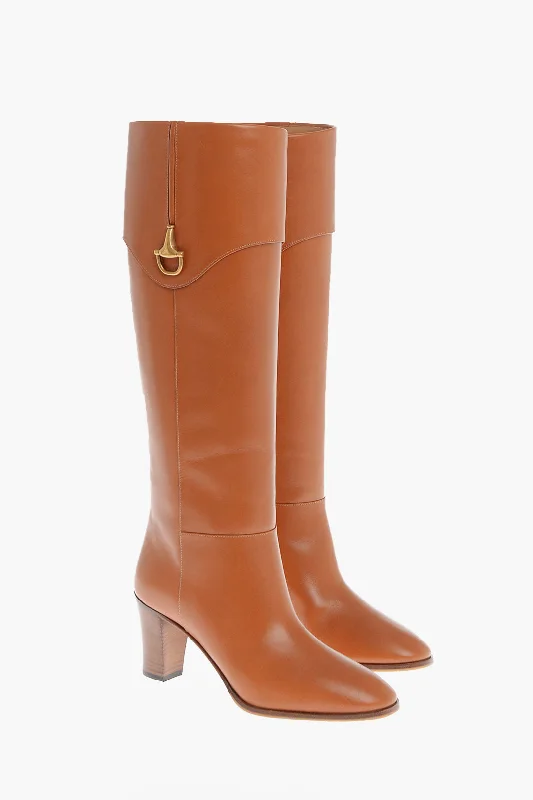 Gucci Leather Elizabeth Under-The-Knee Boots 7Cm