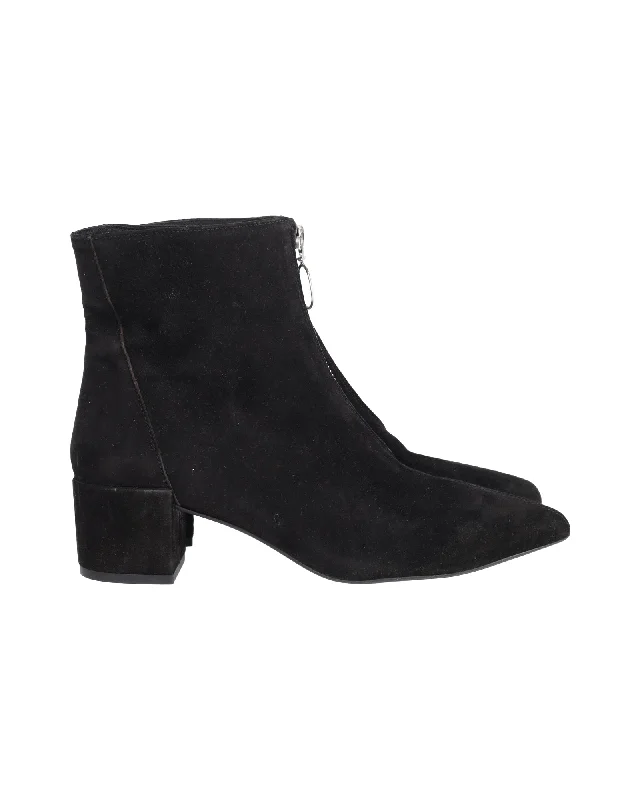 Iris & Ink Zip Ankle Boot in Black Suede