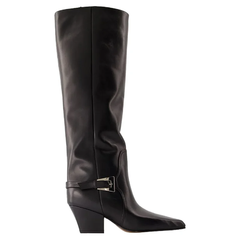 Jane Buckle 60 Boots - Paris Texas - Leather - Black