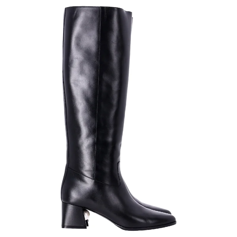 Nicholas Kirkwood 55mm Miri Knee Boots in Black Leather