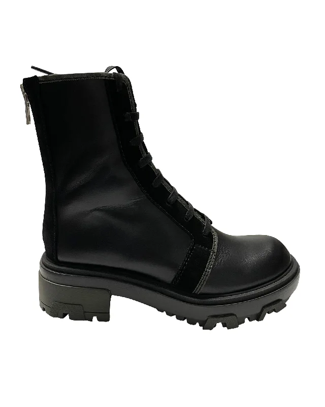 Rag & Bone Shaye Hiker Ankle Boots in Black Leather