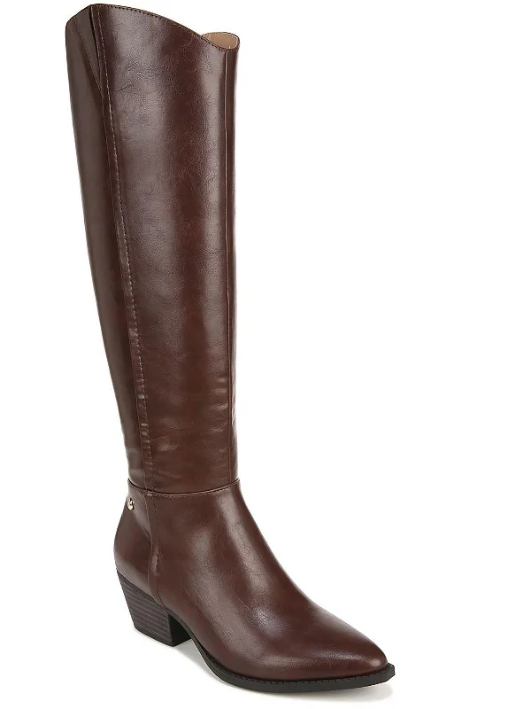 Reese Womens Faux Leather Wide Calf Knee-High Boots