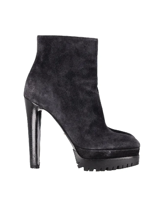 Sergio Rossi Shane Platform Boots in Black Suede