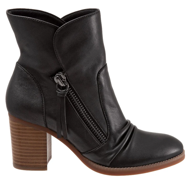 Softwalk Kendall S2054-001 Womens Black Leather Zipper Ankle & Booties Boots