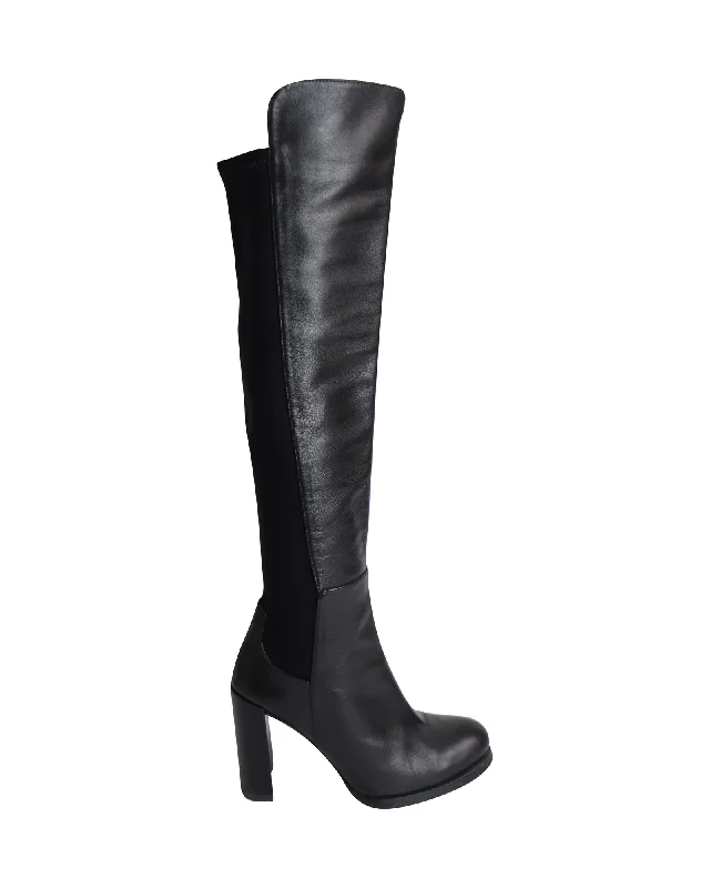 Stuart Weitzman Hijack Knee-Boots in Black Leather