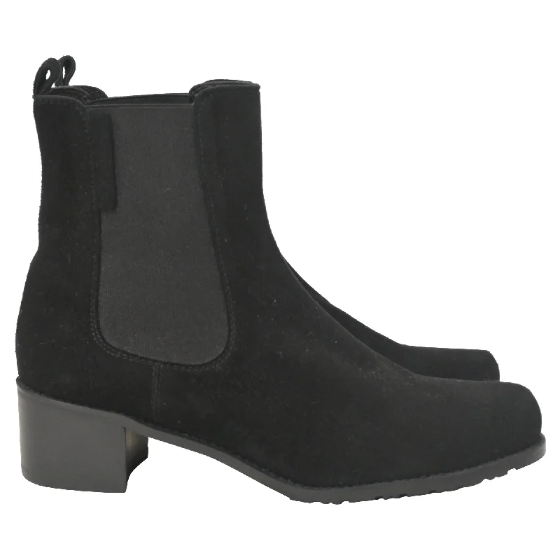 Stuart Weitzman Laine Chelsea Boots in Black Suede