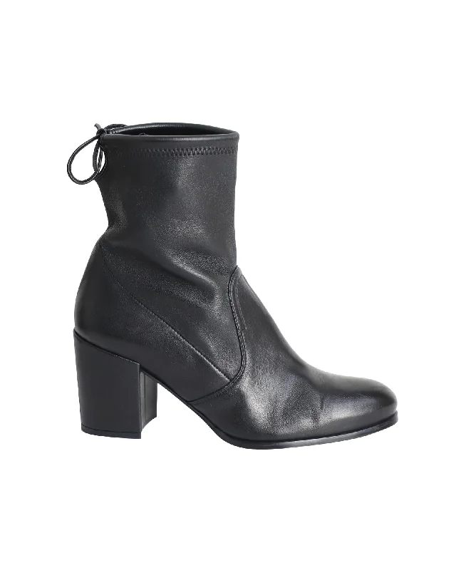 Stuart Weitzman Shorty Ankle Boots in Black Leather