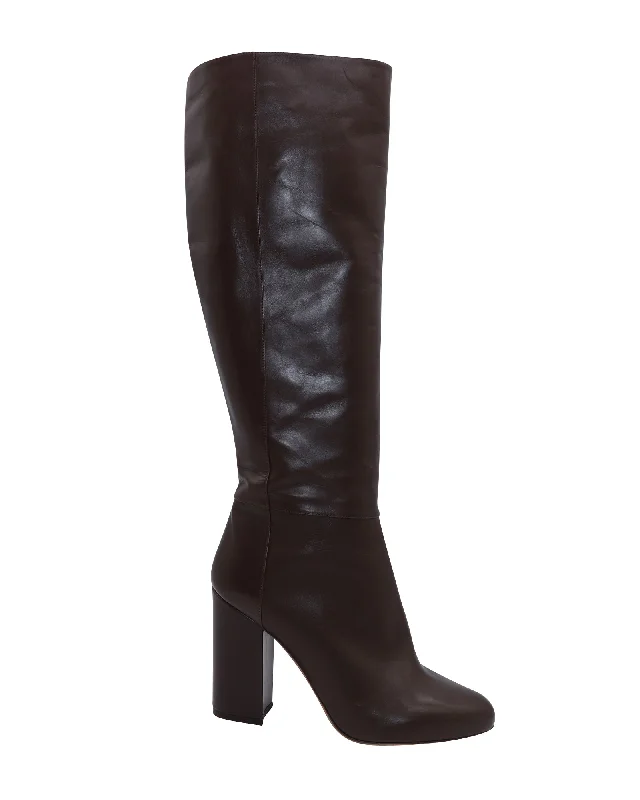 Tabitha Simmons Sophie Knee High Boots in Brown Calfskin Leather