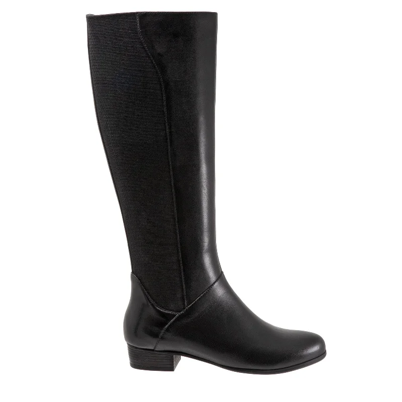 Trotters Misty Wide Calf T2261-001 Womens Black Leather Knee High Boots