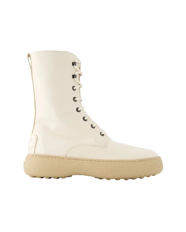 Winter Gommini Boots - Tod's - Leather - White