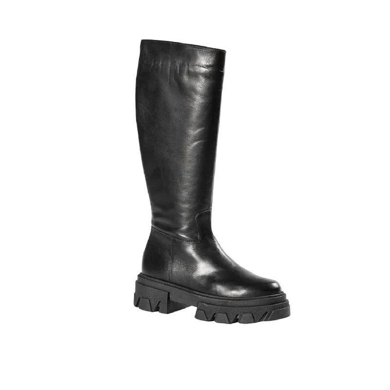 Women Blaze Leather Combat Boot In Black