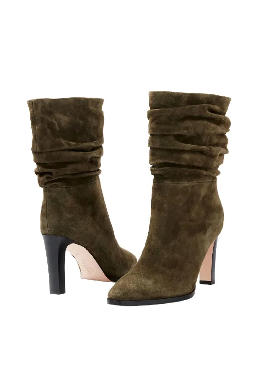 Women's Carrie Heeled Boot In Olive