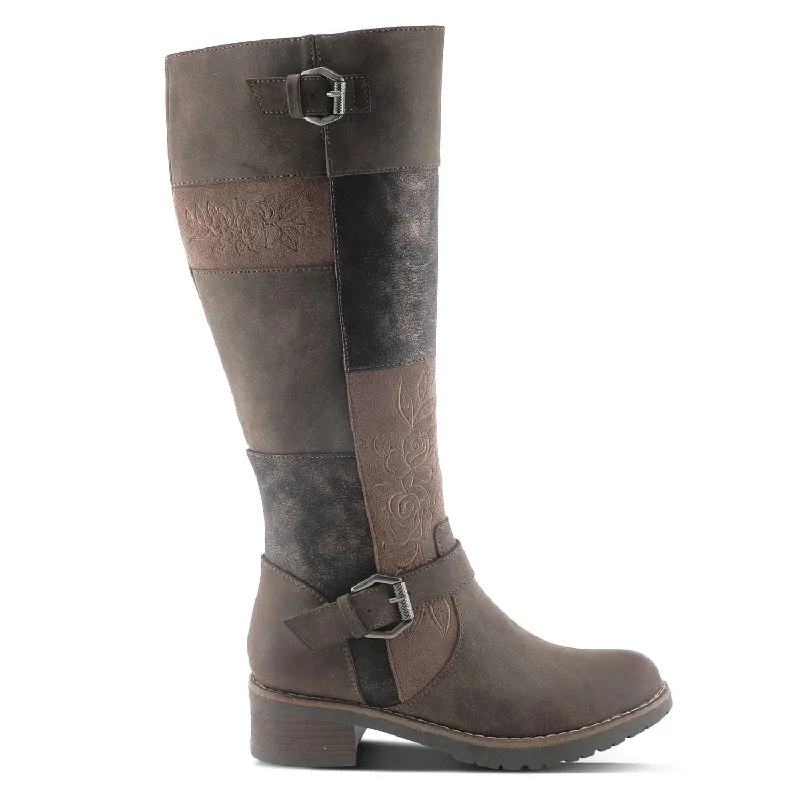 Women's Collage Tall Boots In Brown Multi