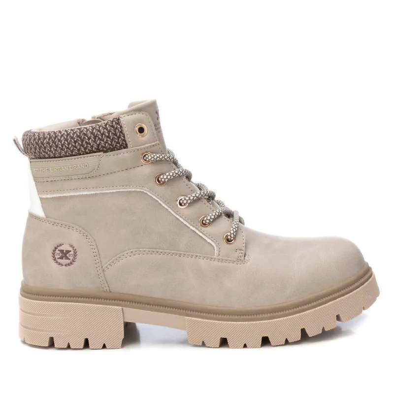 Women's Combat Booties In Beige