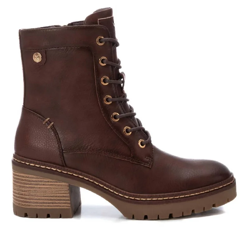 Women's Combat Booties In Brown