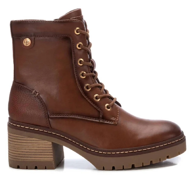 Women's Combat Booties In Camel