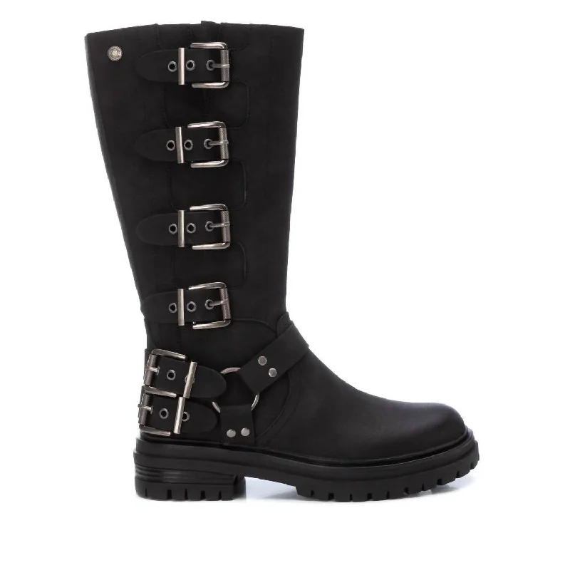 Women's Faux Leather Boots In Black