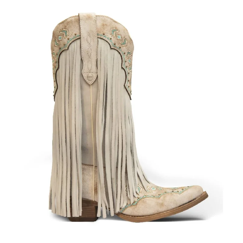 Women's Franny Leather Cowgirl Boots In White