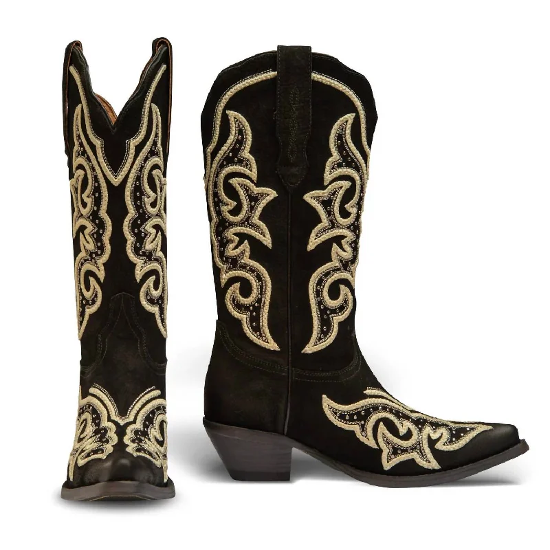 Women's Ginger Luxury Western Boots In Black