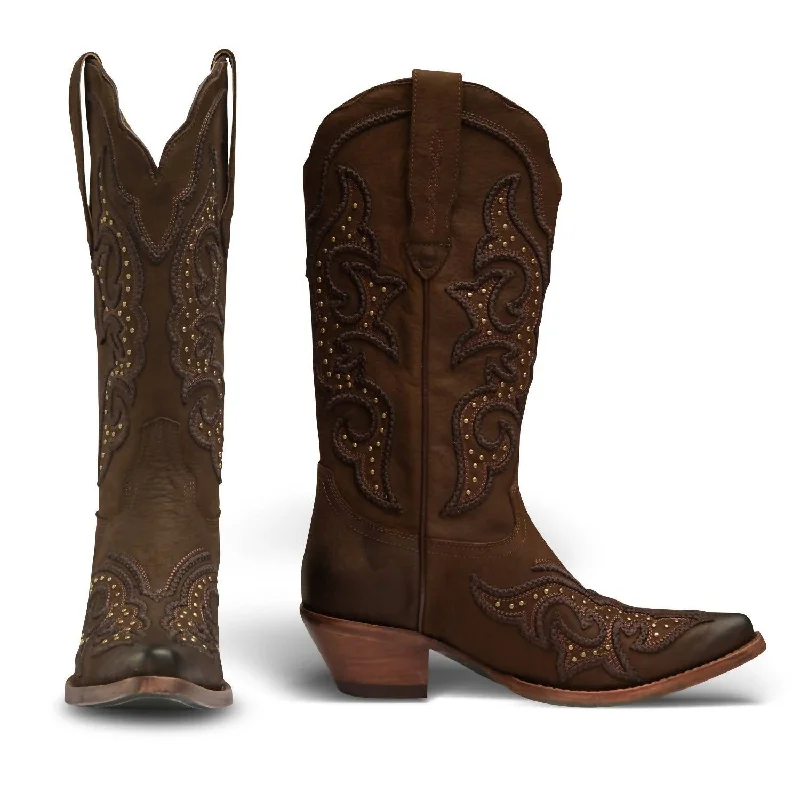 Women's Ginger Luxury Western Boots In Brown