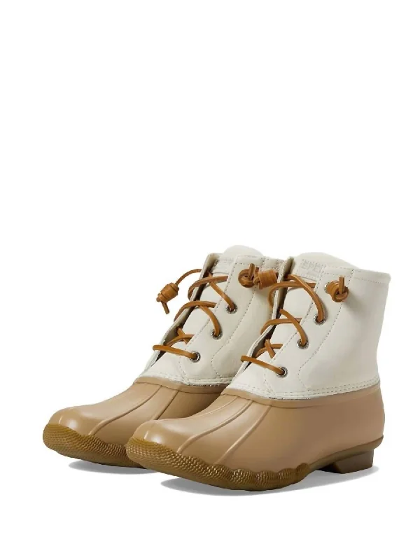 Women's Saltwater Rain Boot In Cream Leather