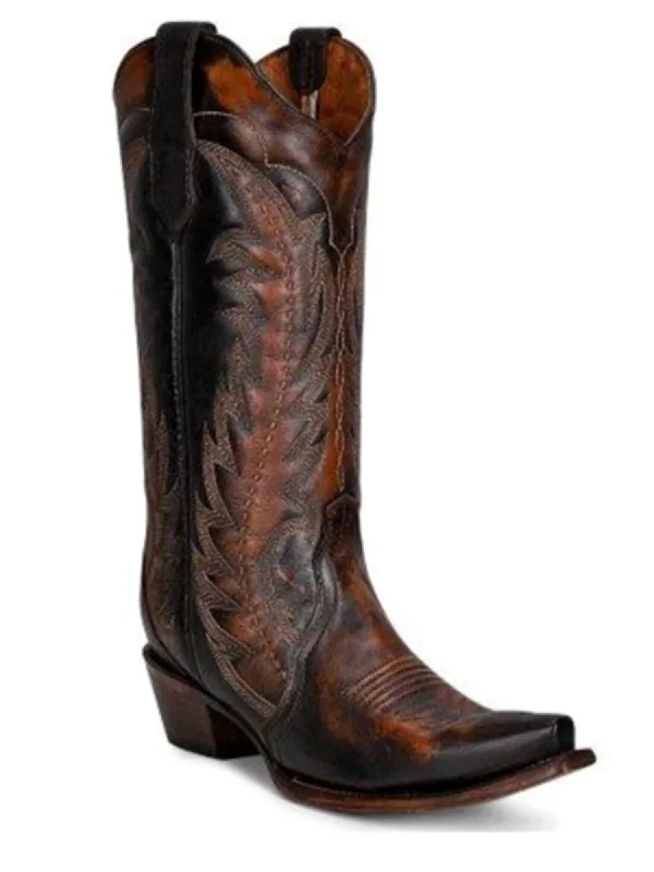 Women's Triad Western Boots In Snip Toe Brown / Tan