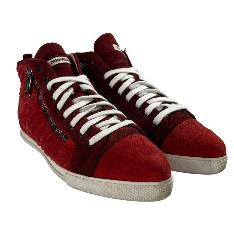 MIU MIU/Hi-Sneakers/EU 38.5/Suede/RED/POINTED TOE