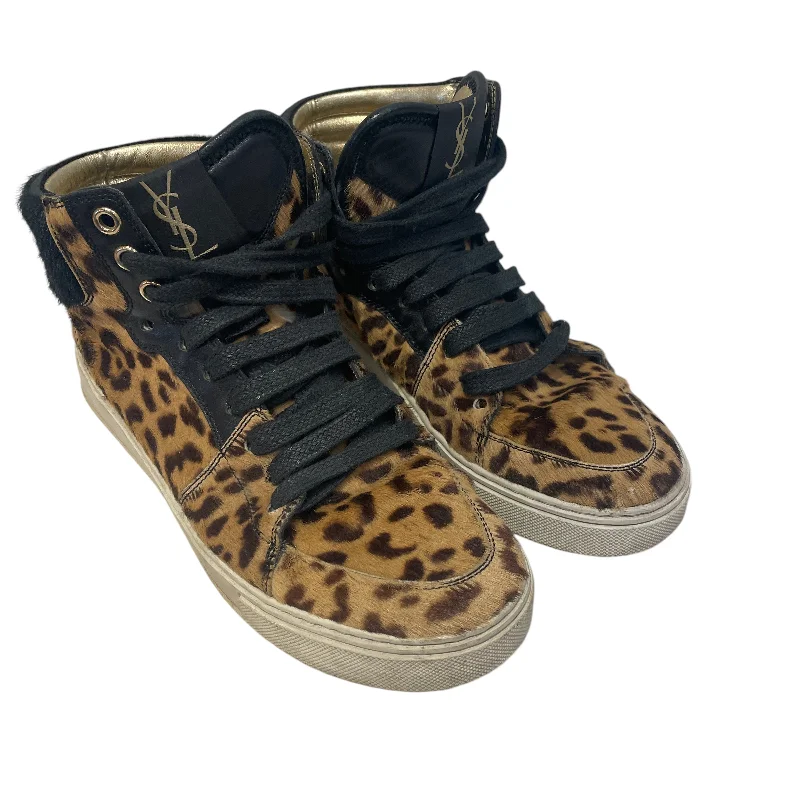 YVES SAINT LAURENT/Hi-Sneakers/US 4.5/Leopard/Leather/CML/