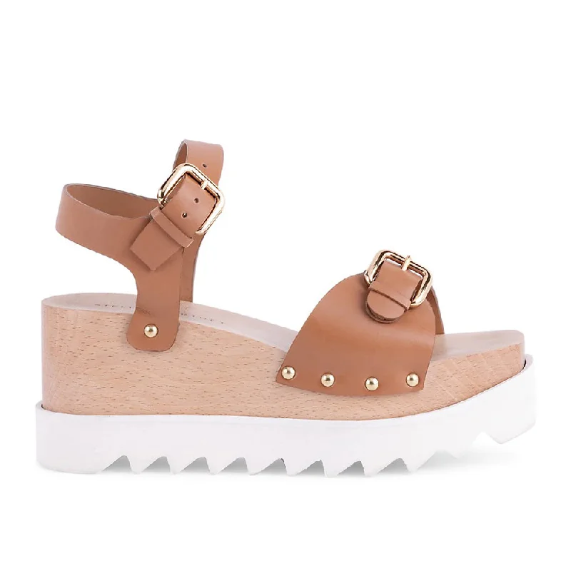 Stella McCartney Women's Elyse Platform Wedge Sandals Brown